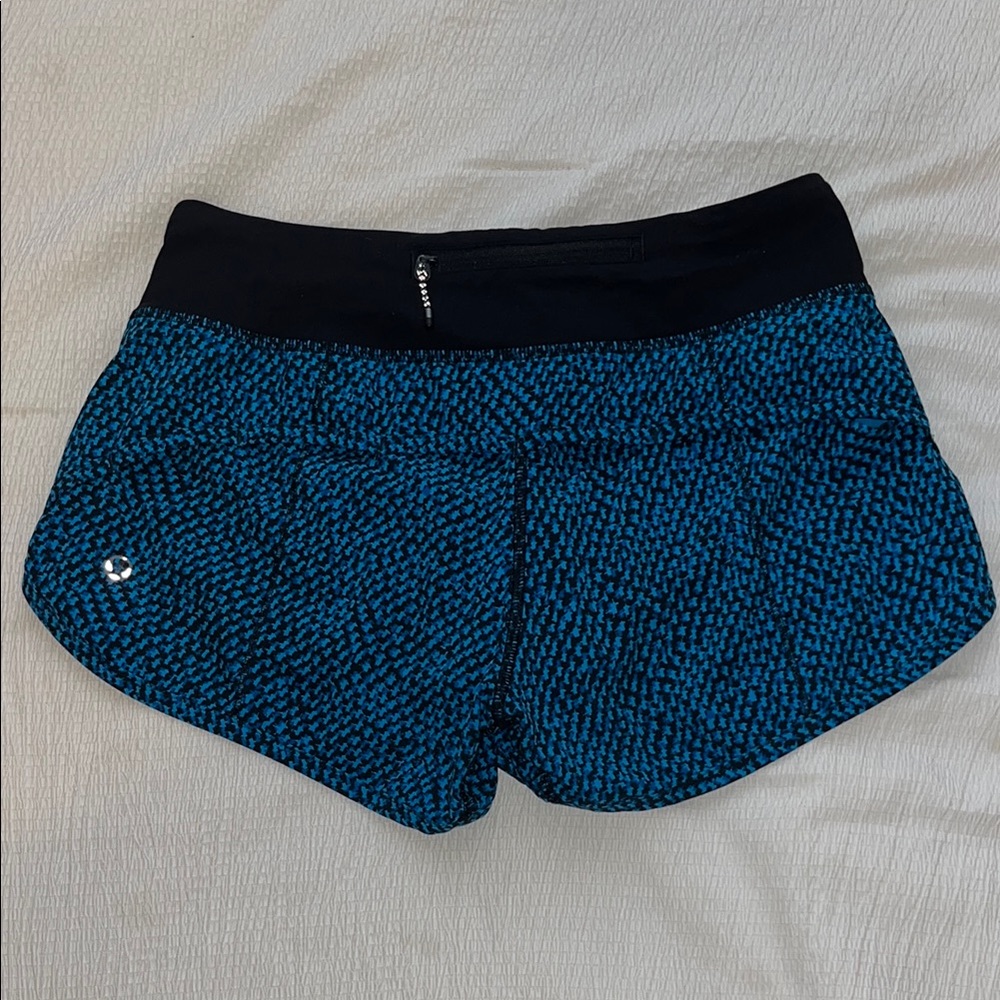 Lululemon Athletica Blue and Black Athletic speed up Shorts